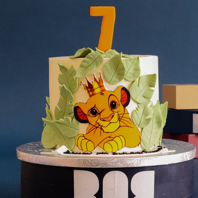Lion King Baby Lion King Cake with Fallen Leaves